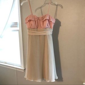 Beautiful peach/pink and neutral chiffon dress